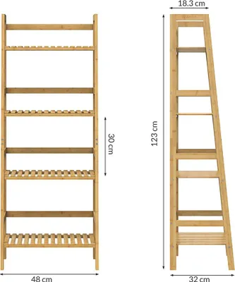 Image de Étagère de salle de bain en bambou, 4 niveaux, réglable, 123 x 48 x 32 cm