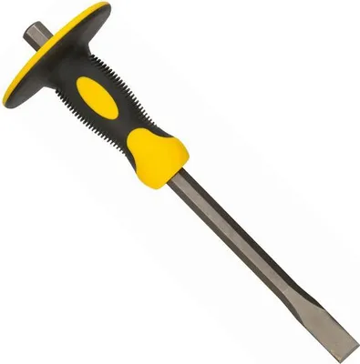 Produktbild von Topex Flachmeißel mit Handschutz - Handmeißel mit ergonomischer Handgriff - Handlicher, starker Meißel mit Schutz - Größen: Meißelkörpers: 16 mm - Länge: 300 mm - Meißelklinge: 19 mm