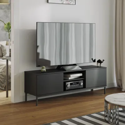 Productafbeelding van TV-meubel Dallas 2D, 150 cm breed, stijlvolle woonkamerkast, TV-meubel met metalen poten (kleur: kast)