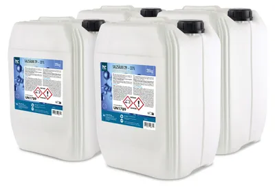 Produktbild von 20 kg Salzsäure 29-32% zur chemischen Reinigung von Zementfuß-, Ziegelsteinböden und zur Beseitigung von Rost- und Jodflecken auf Badewannen