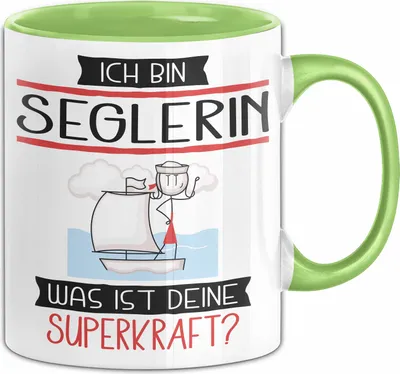 Produktbild von Seglerin Geschenk Tasse Ich Bin Seglerin Was Ist Deine Superkraft Geschenkidee Lustig Geburtstag Weihnachten (Grün)