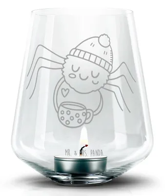 Produktbild von Mr. & Mrs. Panda Laterne Spinne Agathe Kaffee - Transparent - Geschenk, Lebensweisheiten, Teelichthalter, Morgen, Weiser Spruch, Teelicht Glas, Windlicht, Morgenmuffel