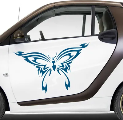 Produktbild von Aufkleber - Autoaufkleber-Set Schmetterling Tribal, 2 Stk. je 100cm x 59cm Signalblau - Tuning Carystyling Heckscheibe Auto