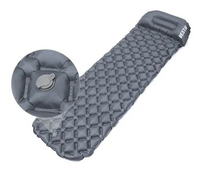 Produktbild von BESTIF Trekking Matratze Isomatte Kissen Camping Luftmatratze Outdoor Zelt Schlafmatratze Grau