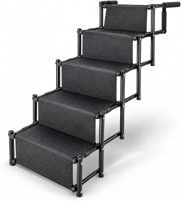 Produktbild von HomePetWorld Hundetreppe Auto, klappbare Einstiegshilfe, 5 Stufen Schwarz