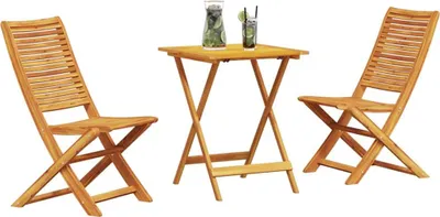 Image de vidaXL, ensemble de table et chaises pliants pour bistro, 3 pièces, bois d'acacia massif, couleur marron