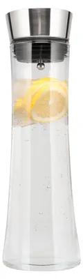 Produktbild von bremermann Glaskaraffe LUNA, 1 Liter, mit hochglänzendem Edelstahldeckel, Ausgießer mit integriertem Sieb