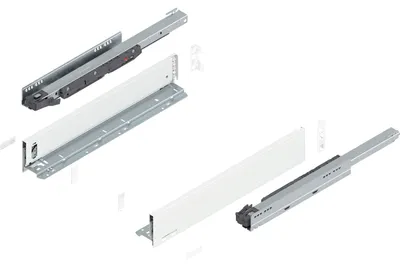 Produktbild von Blum Legrabox pure H M Schubladenschienen Set | 1 Paar, 40kg 500mm | Tip On Vollauszug, seidenweiß