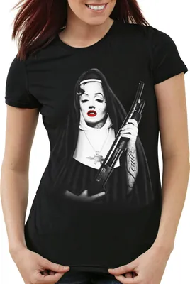 Produktbild von style3 Marilyn Gebetsschwester T-Shirt Damen usa gangster monroe, Farbe:Schwarz, Größe:XL