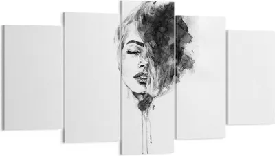 Produktbild von Bild auf Leinwand - Leinwandbild - 5 Teile - Frau Gesicht Abstraktion - 160x85cm - Wand Bild - Wanddeko - Wandbilder - Leinwanddruck - Bilder - Wanddekoration - Leinwand bilder - EA160x85-4934