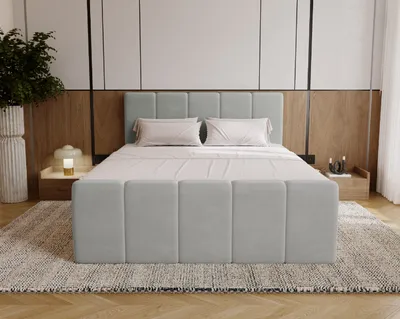 Produktbild von Kaiser Möbel Boxspringbett Berg mit Matratze, Stoff Komodo Hellgrau 120x200 cm