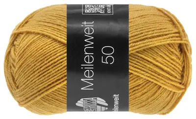 Produktbild von Lana Grossa MEILENWEIT 50 g UNI 4-fach Sockenwolle mit 80 % Schurwolle 210 m Farbe 1390 - Curry