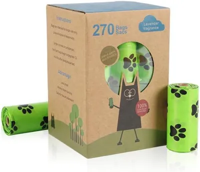 Produktbild von Biologisch abbaubare Hundekotbeutel, Lavendelduft, 18 Rollen mit 15 Beuteln, 23 cm x 33 cm, für Spender