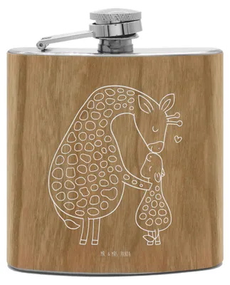 Produktbild von Mr. & Mrs. Panda Flachmann Giraffe Kind - Transparent - Geschenk, Sohn, Mama, Lieblingsmensch, Mutter, Wildtiere, taschenflasche, Tochter, Aus Edelstahl, schnapsflasche