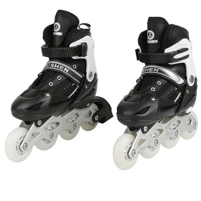 Produktbild von Kinder Rollschuhe verstellbar Größe M (35-38) Roller Skates Schwarz