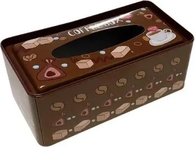 Obrázek produktu pro Plechová krabička na ubrousky - COFFEE BOX. Tmavě hnědá.