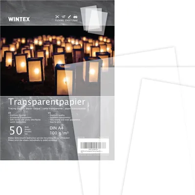 Produktbild von WINTEX DIN A4 Transparentpapier 50 Blatt, 100g/qm – transparentes Bastelpapier, Pauspapier, Architektenpapier, Tracing Paper, Laternenpapier