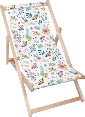 Produktbild von Dreamroots Liegestuhl klappbar Holz bis zu 130 kg, Sonnenliege klappbar mit 3-stufiger Neigungsregulierung der Rückenlehne, Living in the Flowers