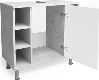 Produktbild von Vicco Waschbeckenunterschrank Fynn, 60 x 54 cm, Beton/Weiß