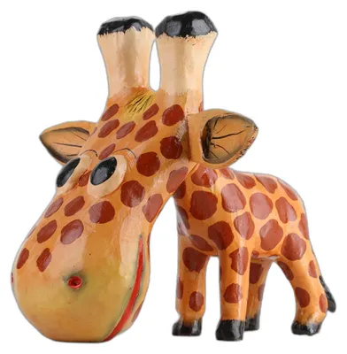 Produktbild von Holz Giraffe Holzschnitzerei Holzfigur bemalt Miniatur 10cm