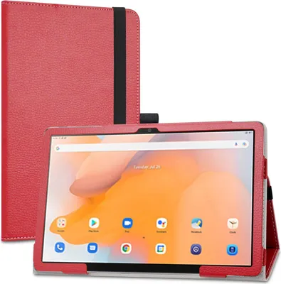 Image de Housse Pour Tablette Blackview Tab 13 CuirPolyuréthaneRouge Mat Avec Support