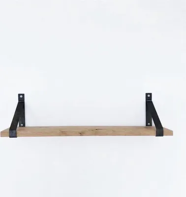 Image de Étagère murale en chêne massif, style industriel, 140x20 cm