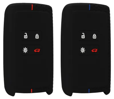 Produktbild von kwmobile 2x Autoschlüssel Silikon Cover kompatibel mit Renault 4-Tasten Smartkey Autoschlüssel (nur Keyless Go) Hülle - Schlüsselhülle Case in Schwarz