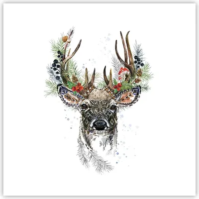 Produktbild von Poster - Poster ohne Rahmen - Surrealismus Hirsch Boho - 40x40 cm - Wand Bild - Wanddeko - Wandbilder - Kunstposter - Wandposter - Bilder - Kunstdruck - Wanddekoration - Wandbild - P2XAC40x40-4486