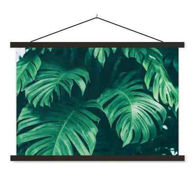 Produktbild von MuchoWow® Textilposter Monstera - Blätter - Pflanzen - Dschungel - Natur 150x100 cm mit schwarzem Rahmen - Schlafzimmer