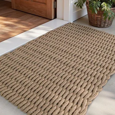 Produktbild von Famanu Türmatte aus natürlicher Jute mit rutschfester Unterseite - 60x90 cm, braun