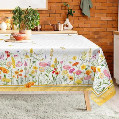 Obrázok produktu pre Obrus, polyester, obdĺžnikový, žlté kvety, 152 x 304 cm