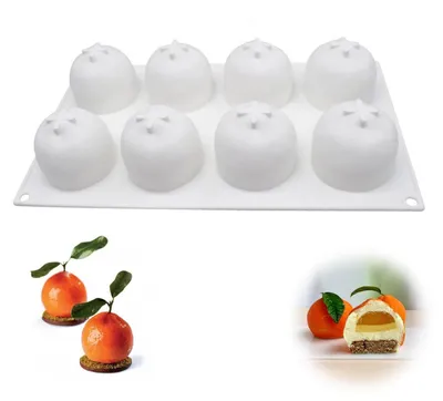 Obrázok produktu pre Silikónová forma na ovocné dezerty, forma na pečenie, biela, oranžová, 4,5 x 5,8 cm