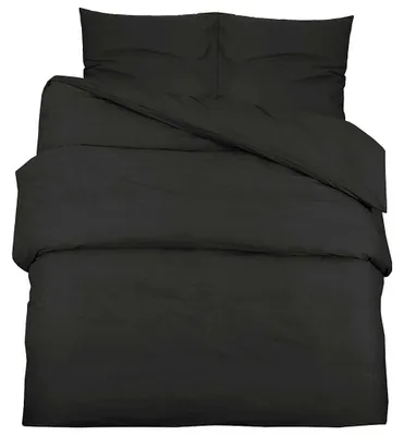 Image de vidaXL Ensemble de literie noir 140x200 cm Microfibre légère