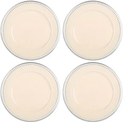 Obrázok produktu pre com-four® 4x tanier vintage krémovo biely s motívom okraja - opakovane použiteľný riad - dekorácia na svadby a iné príležitosti - Ø 33 cm