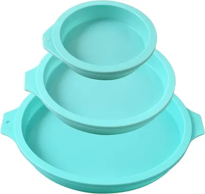 Imagen del producto de Juego de moldes de silicona para pasteles, redondos, de 4", 6" y 8", versátiles para hornear y manualidades