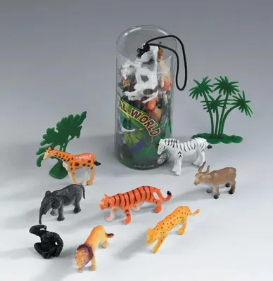 Produktbild von Happy People Spielzeugtiere Set, 16-teilig, Bauernhof- und Wilde Tiere, ca. 3-6cm groß