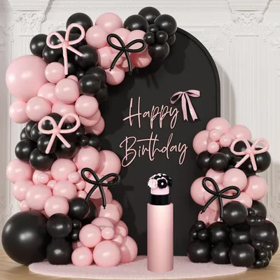 Productafbeelding van Ballonboog zwart-roze, 114 stuks, voor feestdecoratie