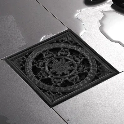 Obrázok produktu pre Štvorhranný mosadzný odtok do sprchy 10 x 10 cm s filtrom a krytom