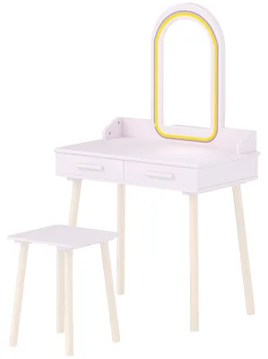 Productafbeelding van AIYAPLAY Kindermake-up tafel set 2-in-1: een kaptafel en bureau met een kruk
