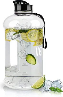 Imagen del producto de Botella de agua sin BPA, de 2,2 litros (medio galón), ideal para senderismo