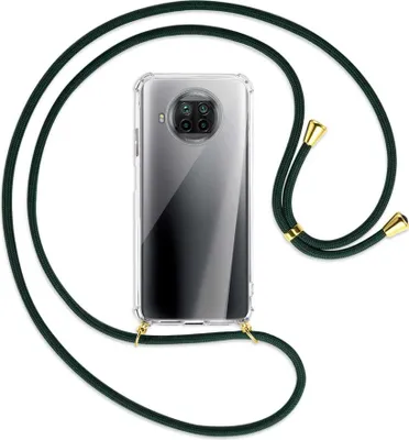 Produktbild von Handykette Backcover-Schutzhülle mit Band (Metall goldfarben) für Xiaomi Mi 10T Lite 5G - dunkelgrün