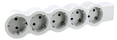 Productafbeelding van LEGRAND, vlakke stekkerdoos, 5-voudige stekkerdoos, verlengsnoer met meerdere stopcontacten, zonder kabel, ultra wit/grijs, 694577