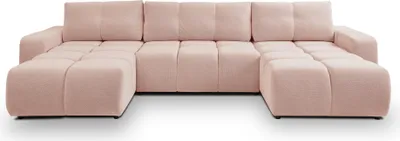 Produktbild von Masseno Ecksofa DUCA U mit Schlaffunktion U-Form, Sofa mit Bettkasten, Wohnzimmersofa, Couch, Soffa, Bettsofa, Couchgarnitur- Rosa, CURIO 60