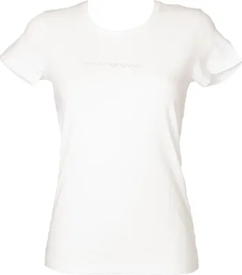 Obrázok produktu pre EMPORIO ARMANI Dámske tričko s krátkym rukávom a okrúhlym výstrihom s logom zo strassov, č. výrobku 163139 3R223, TRIČKO S KRÁTKYM RUKÁVOM A OKRÚHLYM VÝSTRIHOM, L / IT IV / CN 170/96Y / BR G / MX G, bavlna 95 %, Elastan 5 %