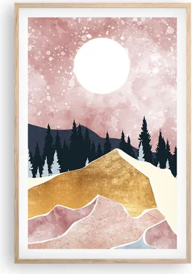 Produktbild von Gerahmtes Poster - Rahmen in heller Eiche - Grafik Modern Landschaft - 61x91,5 cm - Wand Bild - Wanddeko - Wandbilder - Kunstposter - Wandposter - Bilderrahmen - Bilder - Kunstdruck - P2NPA61x91-4832