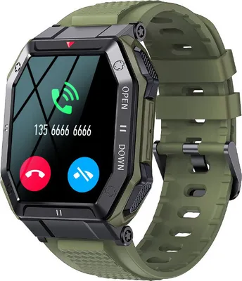 Produktbild von Smartwatch Herren mit Telefonfunktion, 1,85” Touchscreen Männer Sportuhr 24 Sportmodi Fitness Tracker Blutdruckmessung Pulsmesser Kalorienzähler Bluetooth Kompatibel Android und IOS Grün
