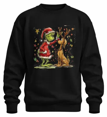 Produktbild von Grinch Max Hund Weihnachten Rentier Geweih Weihnachtsmuffel Sweatshirt Pullover, Schwarz, L