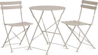 Produktbild von Gartentisch und Stühle Cappuccino VG-0246, 3-teiliges Set, Stahl pulverbeschichtet, witterungsbeständig