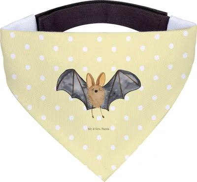 Produktbild von Mr. & Mrs. Panda Hunde Halstuch Fledermaus Flügel - Gelb Pastell - Geschenk, Tuch, Für, Bandana, Lustige Sprüche, Hund, Hundehalstuch