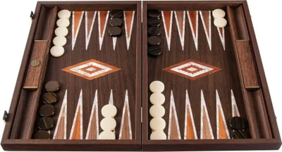Zdjęcie produktu dla Gra Backgammon Walnut Natural Burl z perłowymi elementami - 30x20 cm